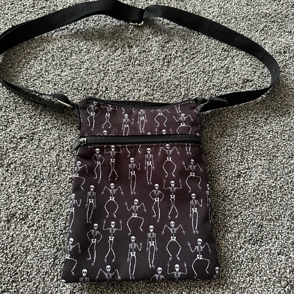 Loungefly Black Skeleton Crossbody Passport Bag